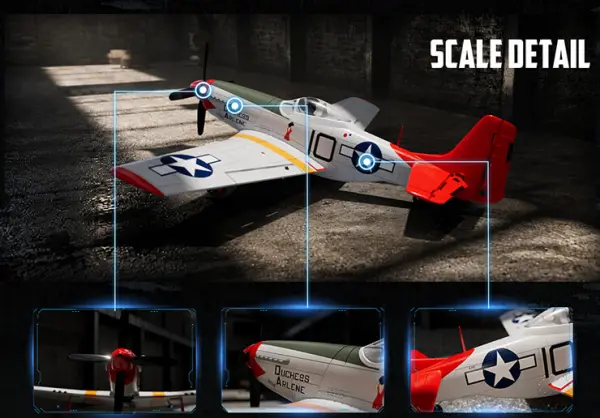 Volantex P-51D Mustang 500mm RTF with Gyro - Red — image 3 of 20