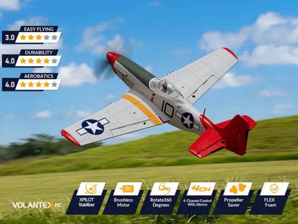 Volantex P-51D Mustang 500mm RTF with Gyro - Red — image 13 of 20