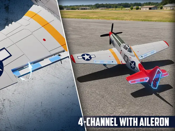Volantex P-51D Mustang 500mm RTF with Gyro - Red — image 4 of 20