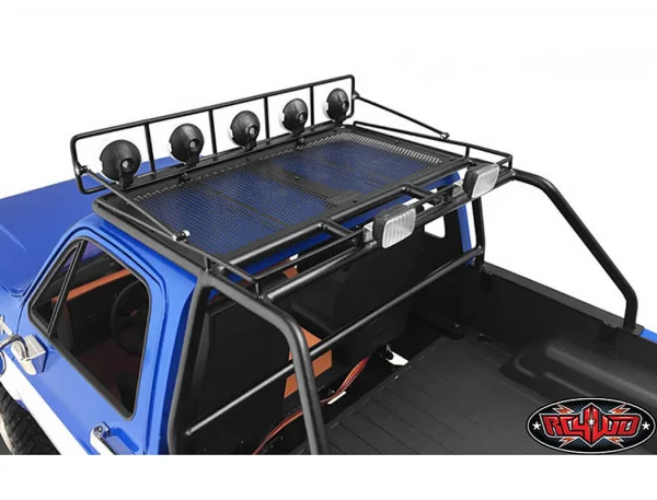 RC4WD Roof Rack - Rollbar - Light Bar Combo For RC4WD Chevy Blazer Body (Black)