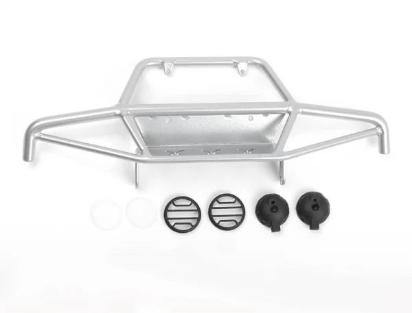 RC4WD Tri-X Steel Stinger Front Bumper W/ Lights For Vanquish Vs4-10 Origin Body (Silver) — image 2 of 9