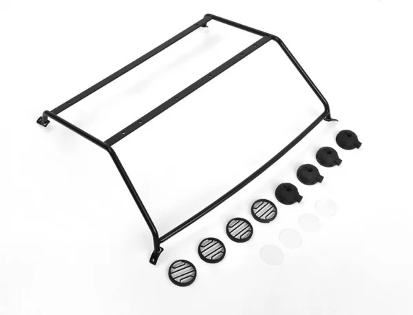 RC4WD Exterior Steel Roll Cage W/ Lights For Vanquish Vs4-10 Origin Halfcab Body (Black) &mdash; image 5 of 9