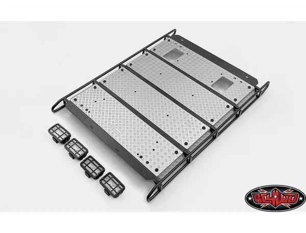 RC4WD Command Roof Rack W/Diamond Plate + 4X Square Lights Traxxas TRX-4 Mercedes-Benz G-500 (A)