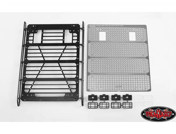 RC4WD Command Roof Rack W/Diamond Plate + 4X Square Lights Traxxas TRX-4 Mercedes-Benz G-500 (A)