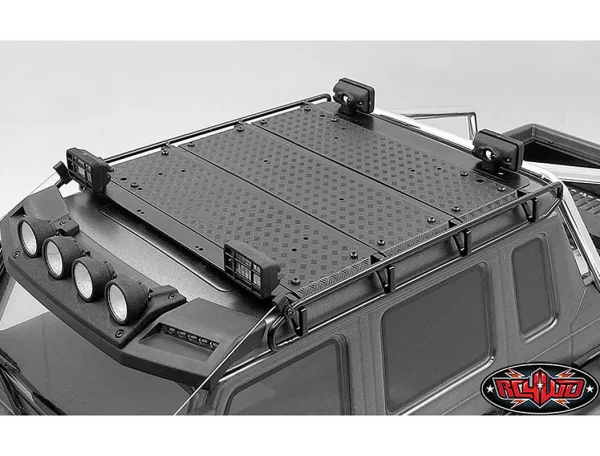 RC4WD Command Roof Rack W/Diamond Plate + 4X Square Lights Traxxas Mercedes-Benz G63 Amg 6X6(B)