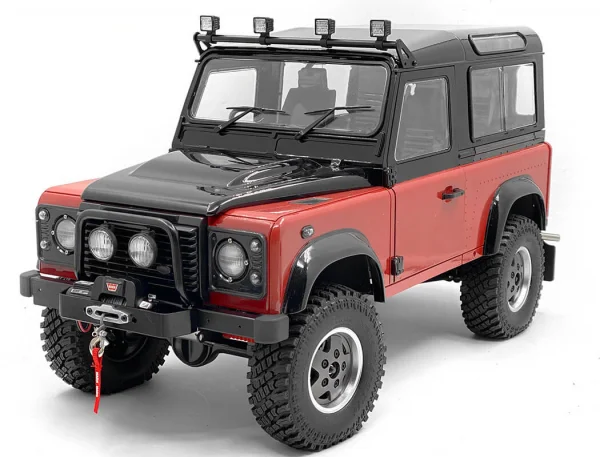 Steel Push Bar Front Bumper W/ Clear Flood Lights for RC4WD Gelande II 2015 Land Rover Defender D90 RC4WD