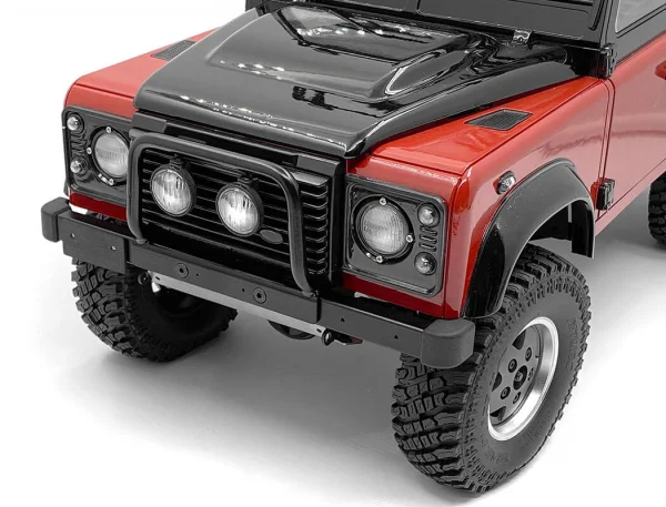 Steel Push Bar Front Bumper W/ Clear Flood Lights for RC4WD Gelande II 2015 Land Rover Defender D90 RC4WD