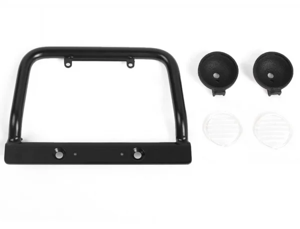 Steel Push Bar Front Bumper W/ Clear Flood Lights for RC4WD Gelande II 2015 Land Rover Defender D90 RC4WD