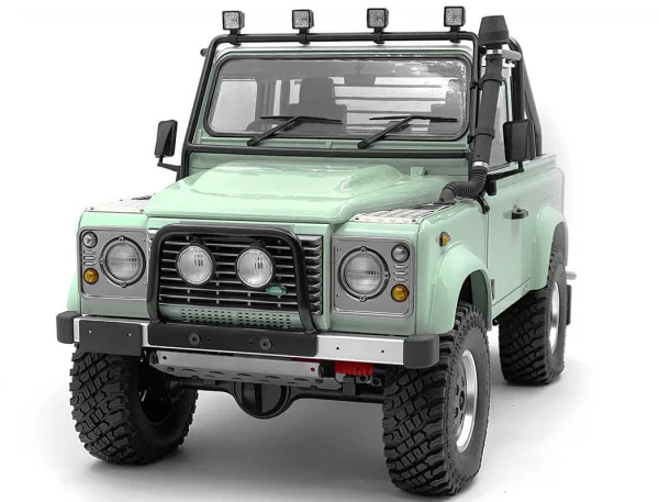 Steel Push Bar Front Bumper W/ Clear Flood Lights for RC4WD Gelande II 2015 Land Rover Defender D90 RC4WD