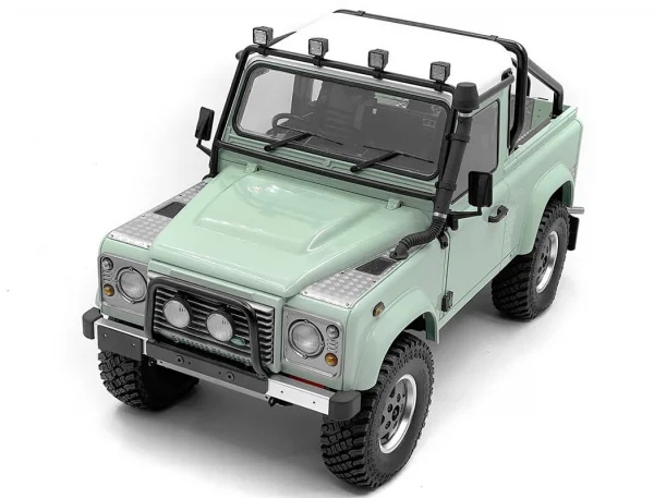 Steel Push Bar Front Bumper W/ Clear Flood Lights for RC4WD Gelande II 2015 Land Rover Defender D90 RC4WD