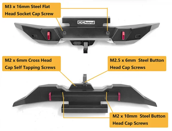 Rook Metal Rear Bumper with Hitch Bar for Traxxas TRX-4 2021 Bronco RC4WD — image 6 of 14
