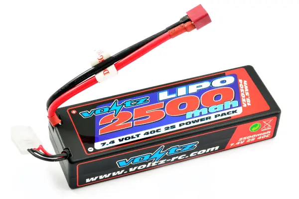 Voltz 2500mAh Hard Case LiPo - 2S 7.4V 40C - Deans — image 2 of 2