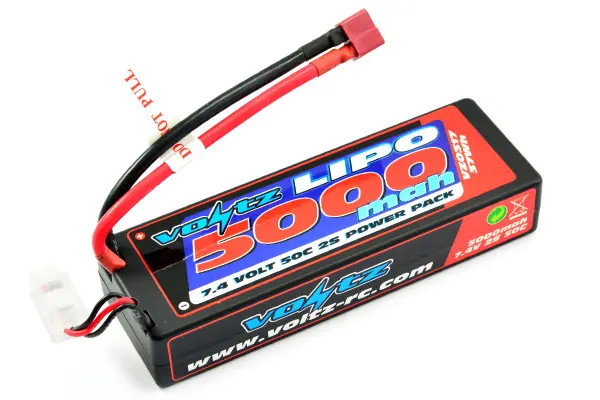 Voltz 5000mAh Hard Case LiPo - 7.4V 2S 50C - Deans — image 2 of 2