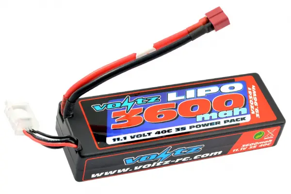 Voltz 3600mah Hard Case Low Profile 3S 11.1V 40C LiPo Pack - Deans &mdash; image 2 of 2