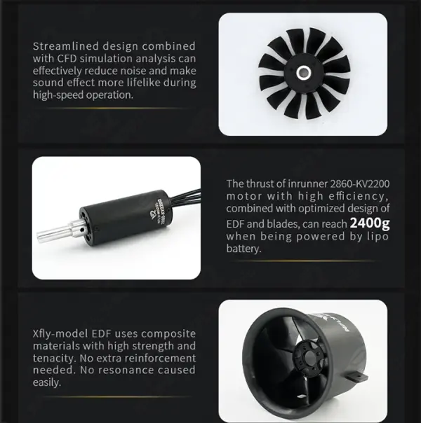 XFly 70mm Ducted Fan With 2860-Kv2200 Motor (6S Version) — image 10 of 13