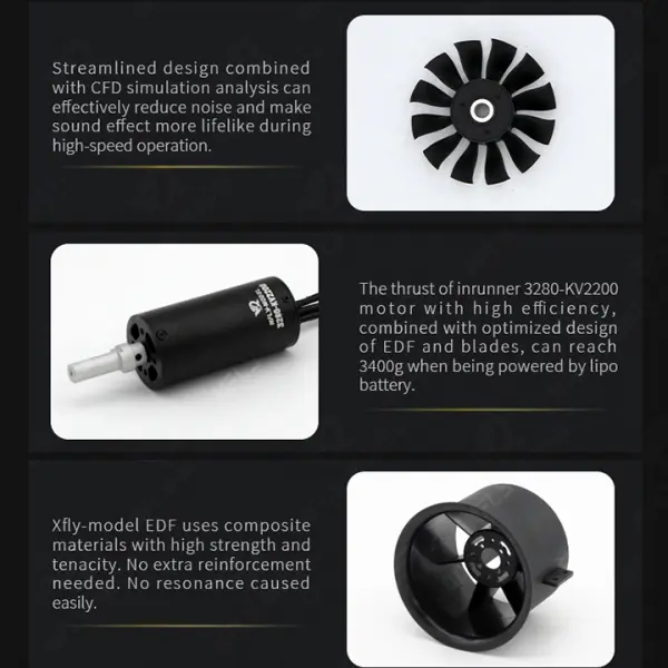 XFly 80mm Ducted Fan With 3280-Kv2200 Motor (6S Version) — image 10 of 13
