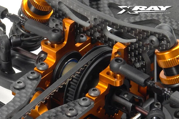 XRay T3 Aluminium Upper Clamp With Adj. Roll-Center (L+R) - Orange