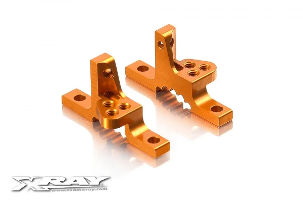 XRay T3 Aluminium Upper Clamp With Adj. Roll-Center (L+R) - Orange — image 1 of 4