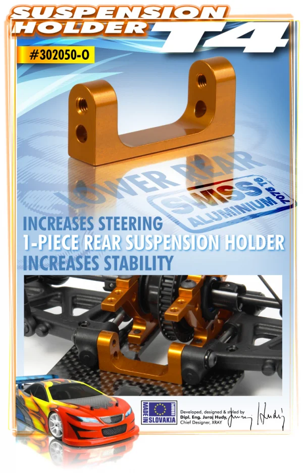 XRay T4 Aluminium Lower Rear Suspension Holder - Orange ** CLEARANCE **
