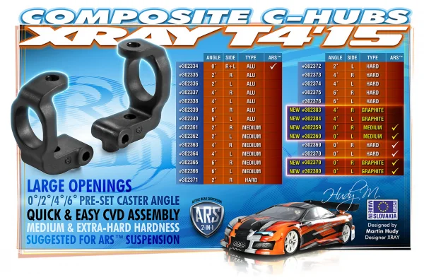 XRay Composite C-Hub Left - 4 Deg. - Graphite (ECS)