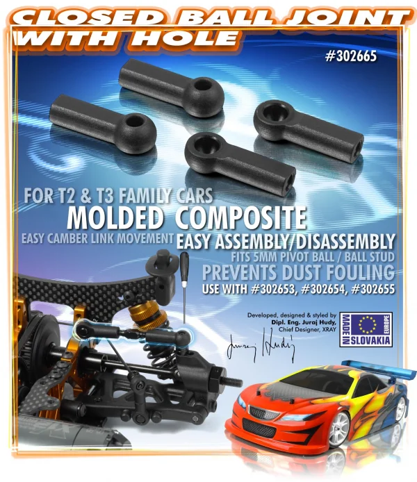 XRay Composite Ball Joint 4.9mm - Closed With Hole (4)