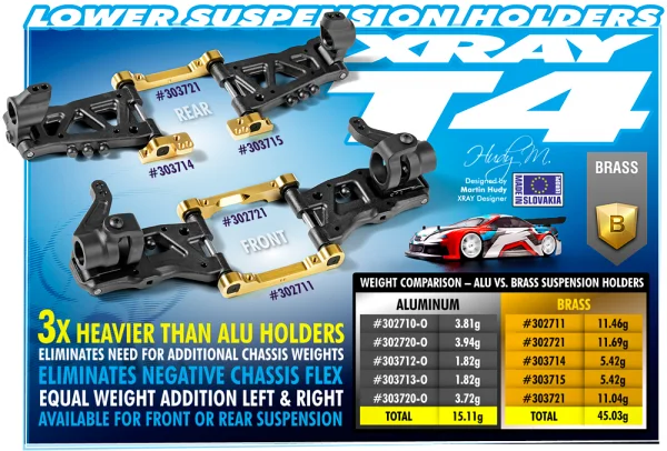 XRay Brass Front Lower 1 Piece Suspension Holder - Front - Ff