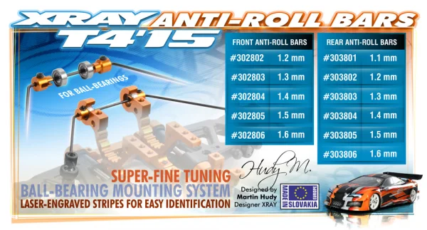 XRay Anti-Roll Bar For Ball Bearings - Front 1.5 mm