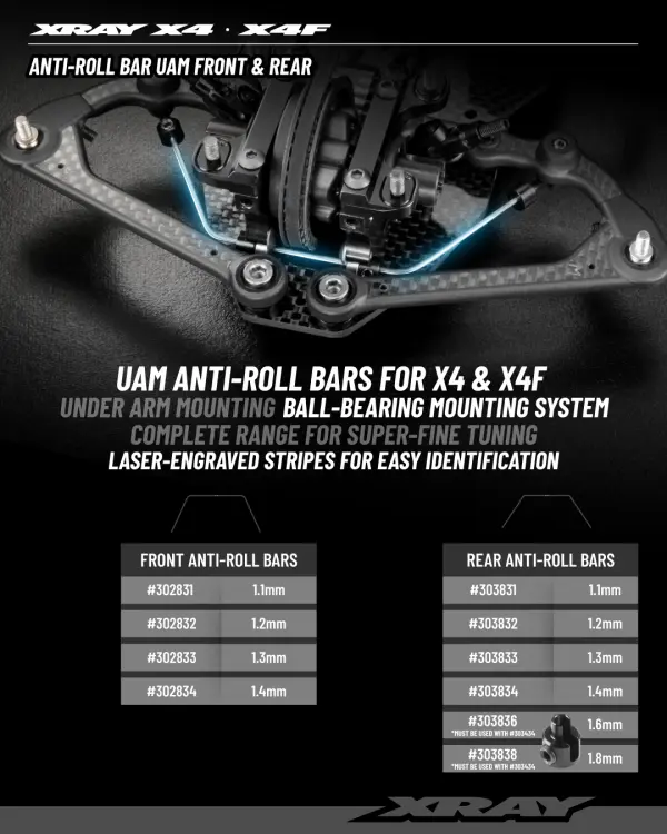 XRay X4 Anti-Roll Bar UAM - Under Arm Mount - Rear 1.8mm &mdash; image 2 of 2