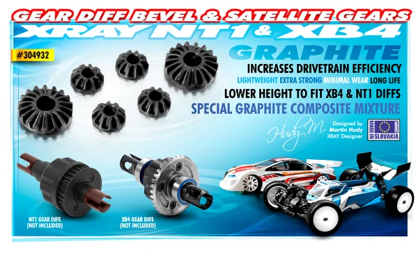 XRay Graphite Gear Diff Bevel + Satellite Gears (2+4) - Lower