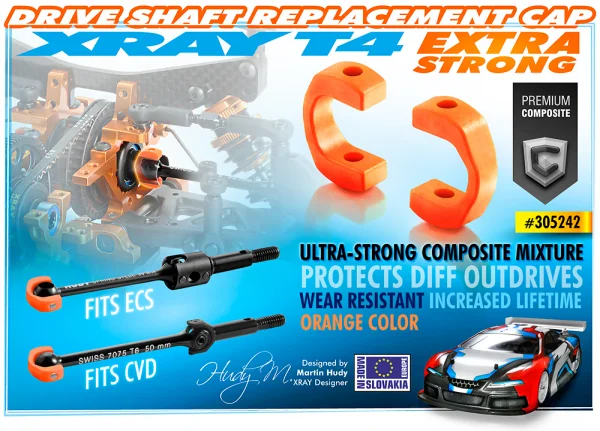 XRay Drive Shaft Replacement Plastic Cap 3.5 mm - Orange - Strong (4)