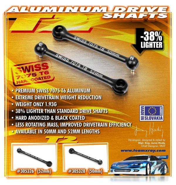 XRay Aluminium Drive Shaft Swiss 7075 T6 - Hard Coated - 50mm — image 2 of 2