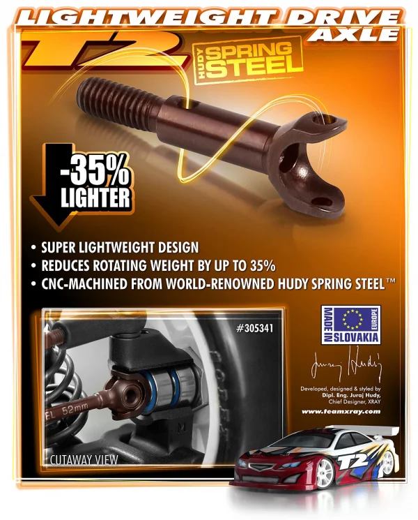 XRay T2 Drive Axle - Lightweight - Hudy Spring Steel