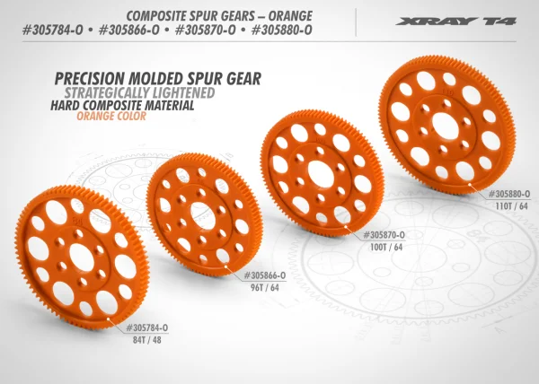 XRay Offset Spur Gear 110T / 64 - Orange — image 3 of 3
