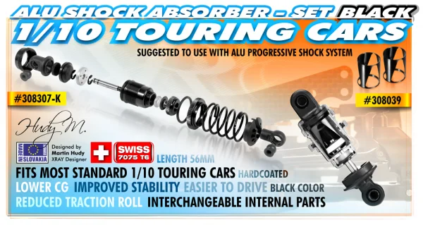 XRay T4 Aluminium Shock Absorber-Set - Black (2)