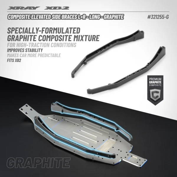 XRay Composite Elevated Side Braces L R - Long - Graphite — image 2 of 2