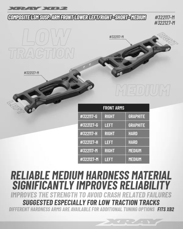 XRay Suspension Arm Front - LSM - Right - Short - Medium — image 2 of 2