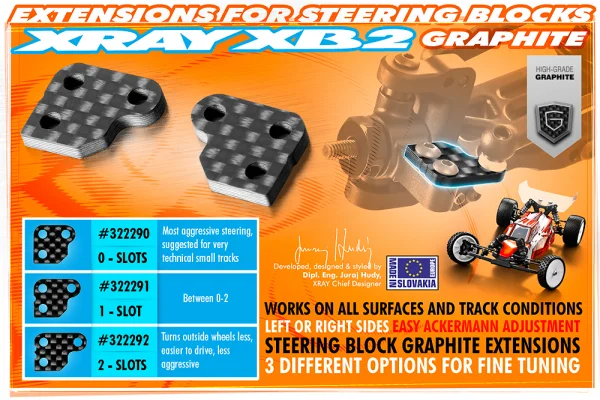 XRay Graphite Extension For Steering Block (2) - 1 Slot ** CLEARANCE **