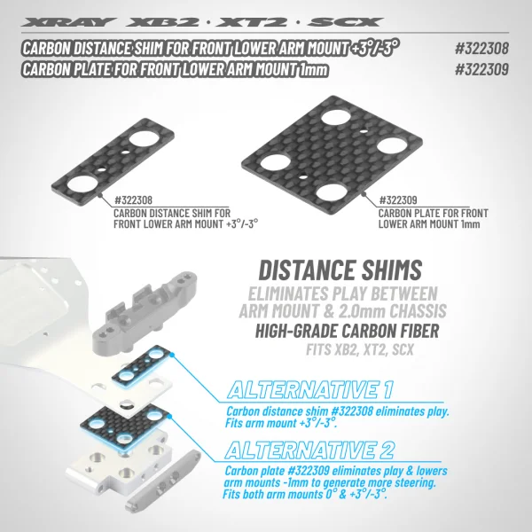 XRay Carbon Plate For Front Lower Arm Mount 1mm — image 2 of 2