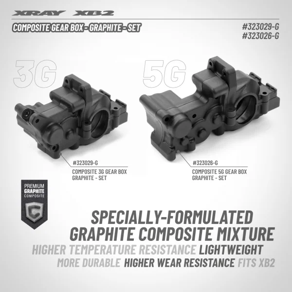 XRay Composite 3G Gear Box For Chassis Brace - Graphite - Set — image 2 of 2