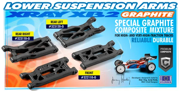 XRay Composite Suspension Arm Rear Lower Left - Graphite