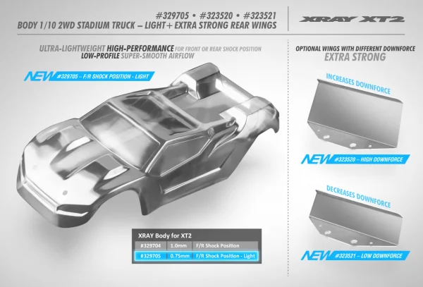 XRay XT2 Lexan Rear Wing - High — image 3 of 3