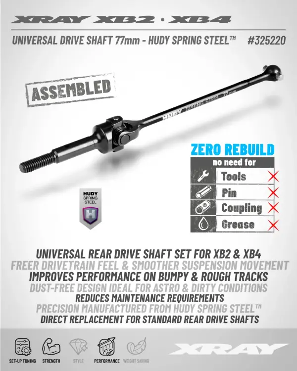 XRay Universal Drive Shaft 77mm - Hudy Spring Steel — image 2 of 3