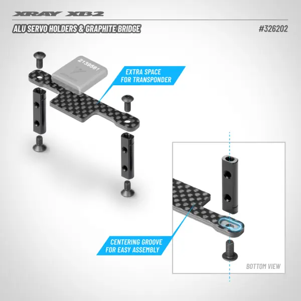 XRay Aluminium Servo Holders And Graphite Bridge — image 2 of 3