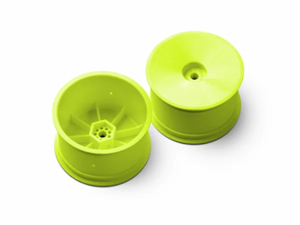 XRay 1:10 Buggy Rear Wheels - 12mm Hex Aerodisk - Yellow - Hard (2) — image 1 of 2
