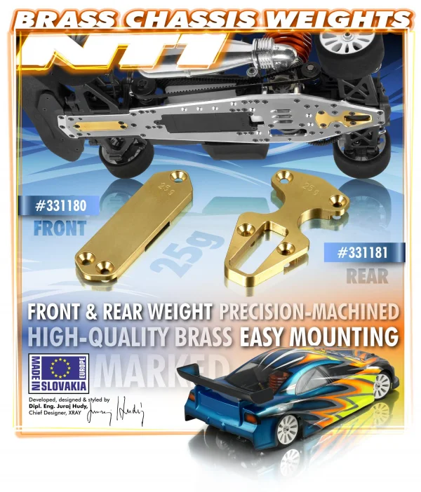 XRay NT1 Brass Chassis Weight Front 25G