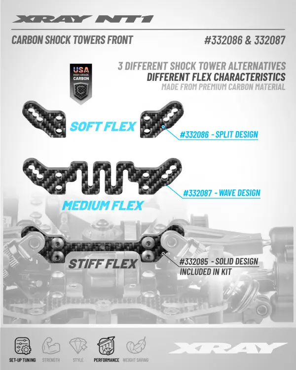 XRay Carbon Shock Tower Front - 2 Positions - 2 Pcs — image 2 of 2