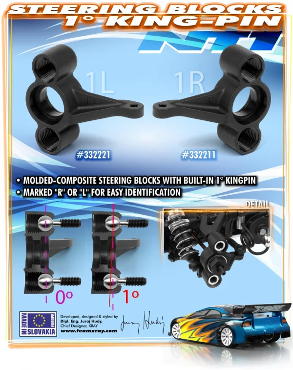 XRay Composite Steering Block 1 Deg King-Pin Right