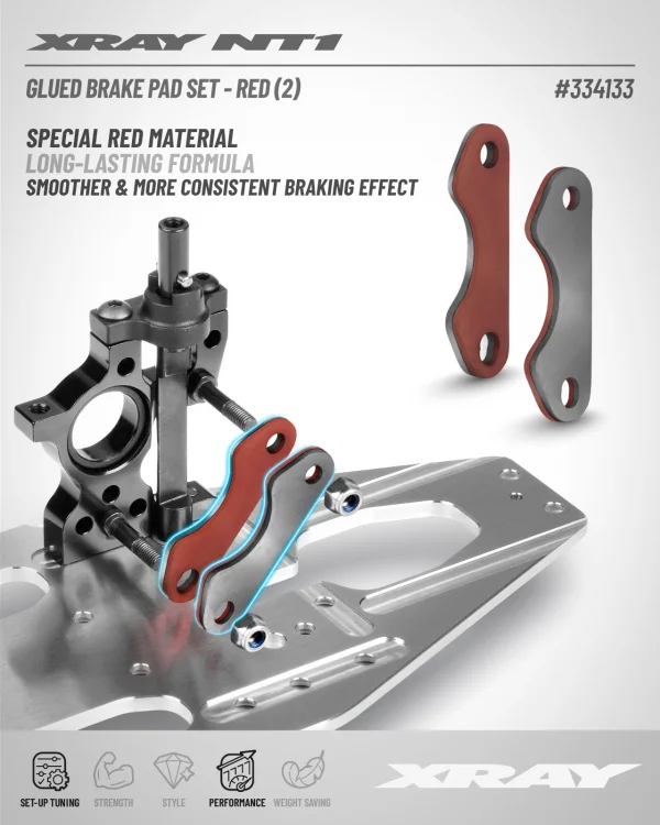 XRay Glued Brake Pad Set - Red (2) — image 2 of 2