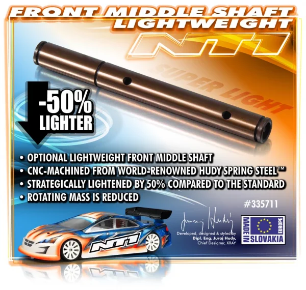 XRay Front Middle Shaft - Hudy Spring Steel - Lightweight &mdash; image 3 of 4