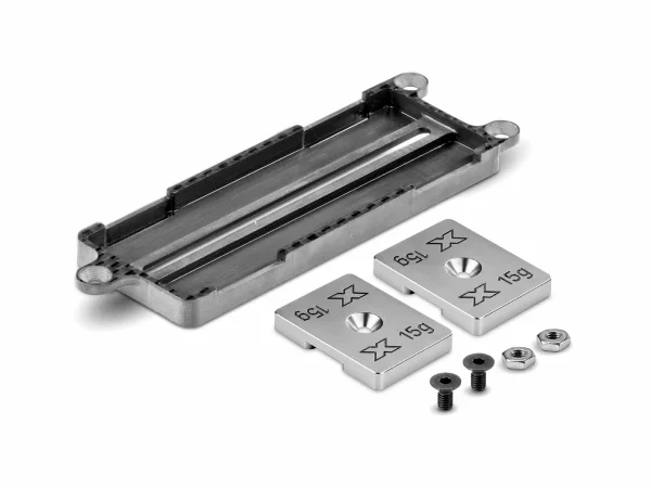 XRay NT1/RX8 Carbon Battery Plate Adjustable Weight Balance - Set — image 1 of 4